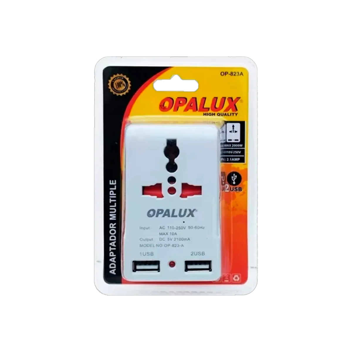 1 adaptador enchufe multiple opalux ac 110 250v